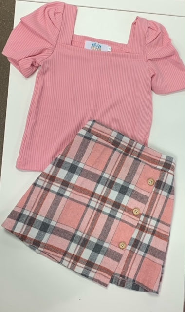 I am gia shop pink plaid skirt